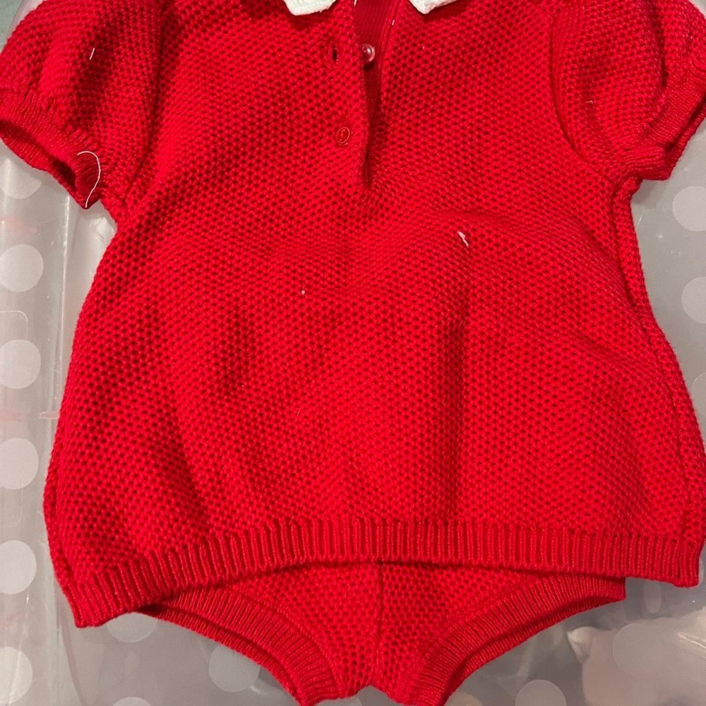 Janie & Jack Knit Set Red & White 6-12 months - Picture 4 of 4